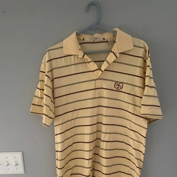 Peter Millar Other - Peter Millar Double Mercerized Cotton Golf Polo Striped Shirt Medium Yellow